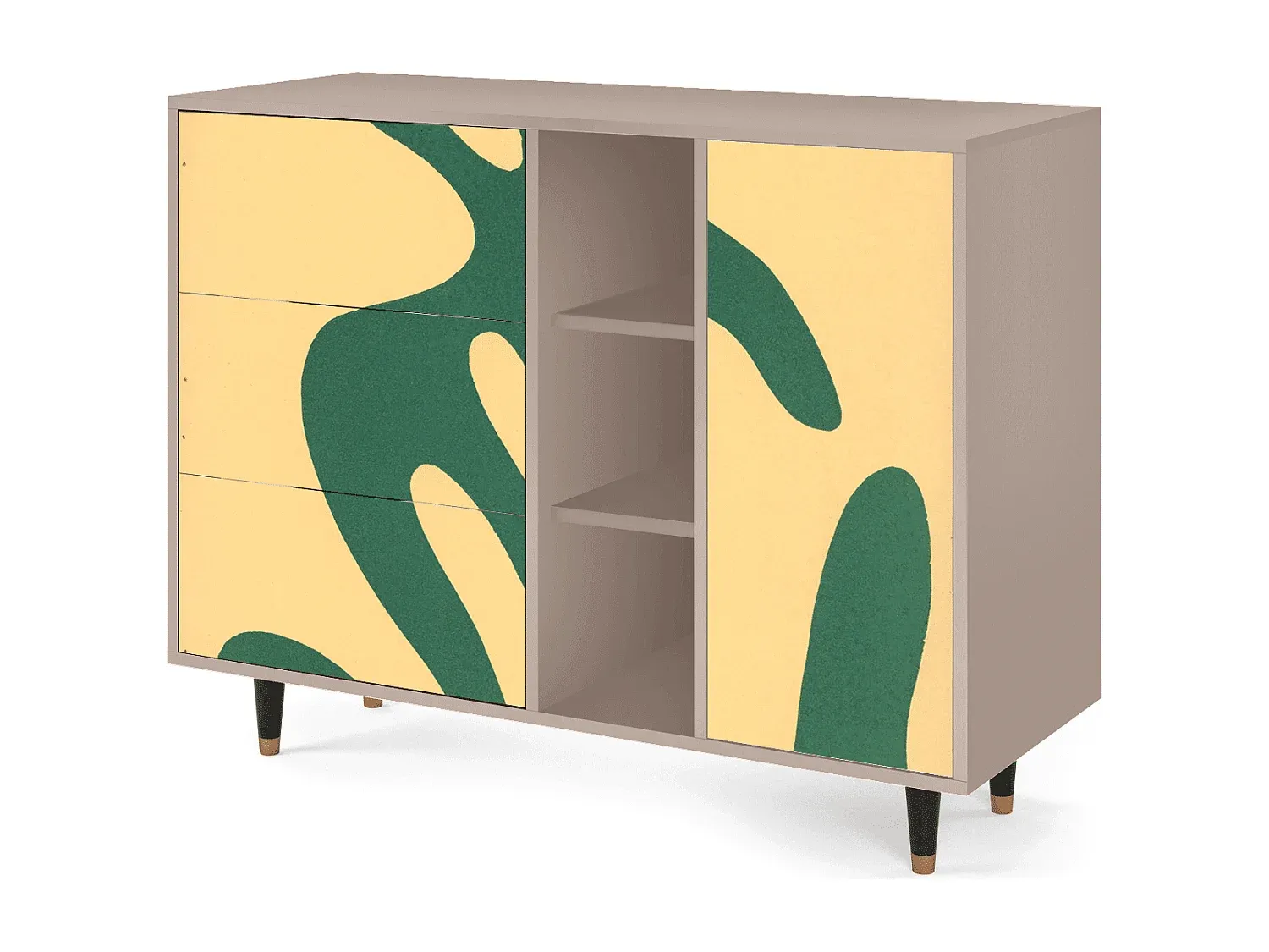 Hölzernes Sideboard mit Schubladen und Regalen, 125x98x48 cm