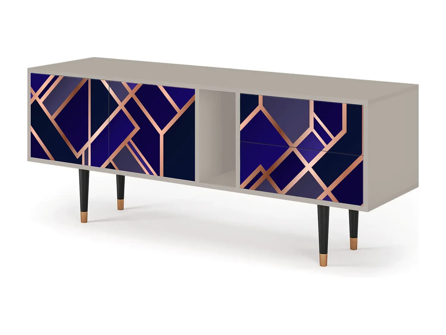 Fernsehschrank in Aquamarin mit Sandakzenten, 170x69x48 cm