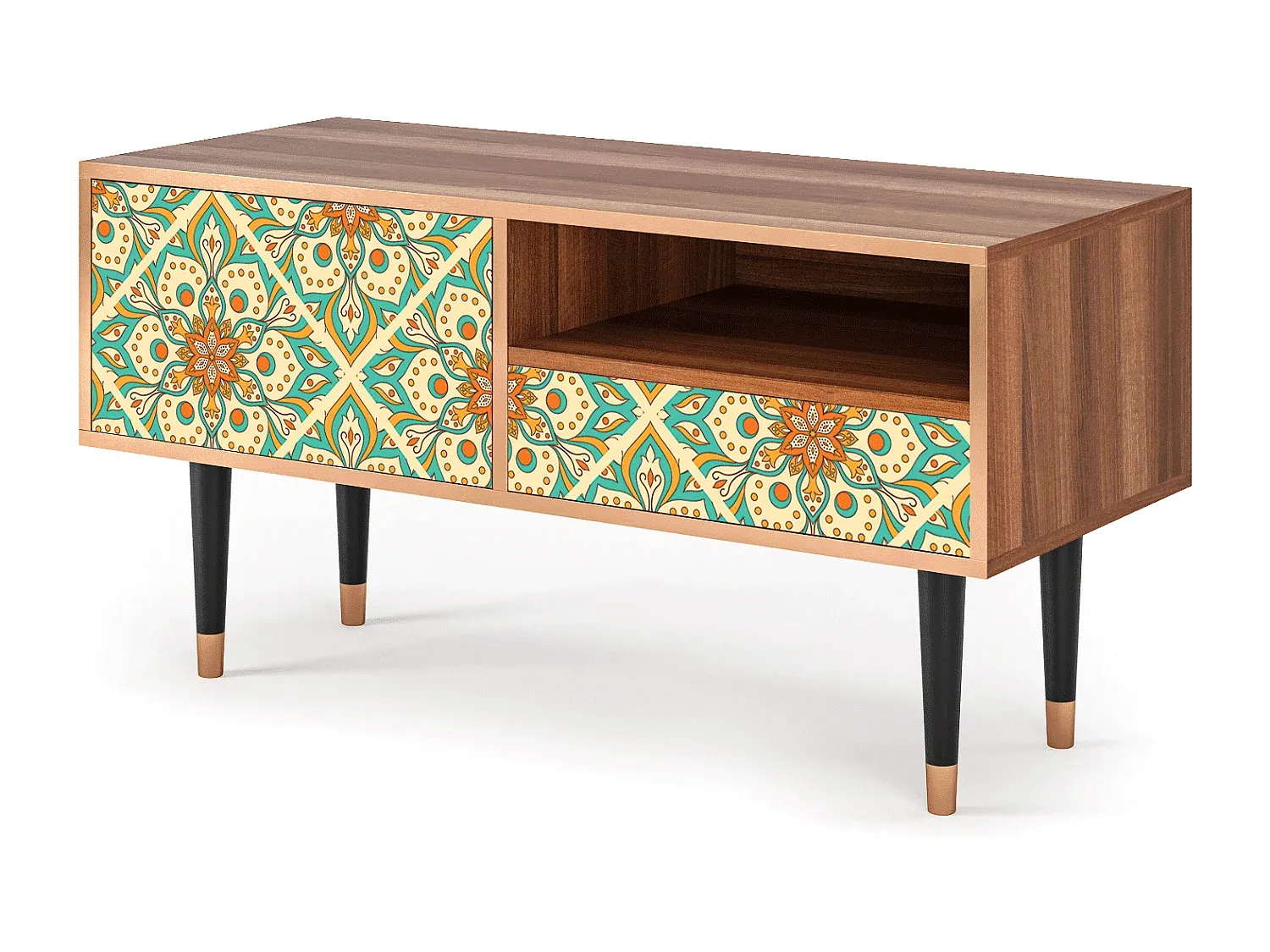 Moderne TV-Bank mit Stauraum, Walnuss