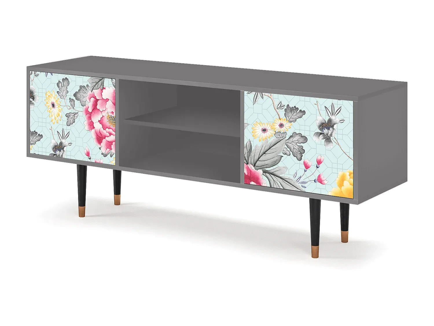 Moderne Fernsehschrank in Grau mit Stauraum