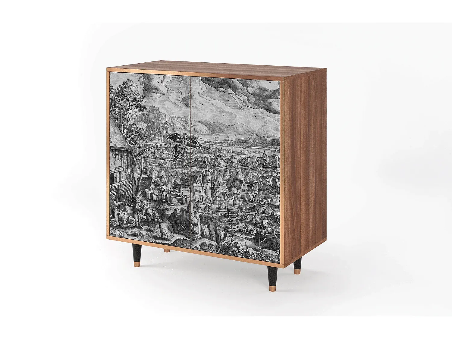 Moderner Sideboard 94x96x48 cm in Walnussoptik