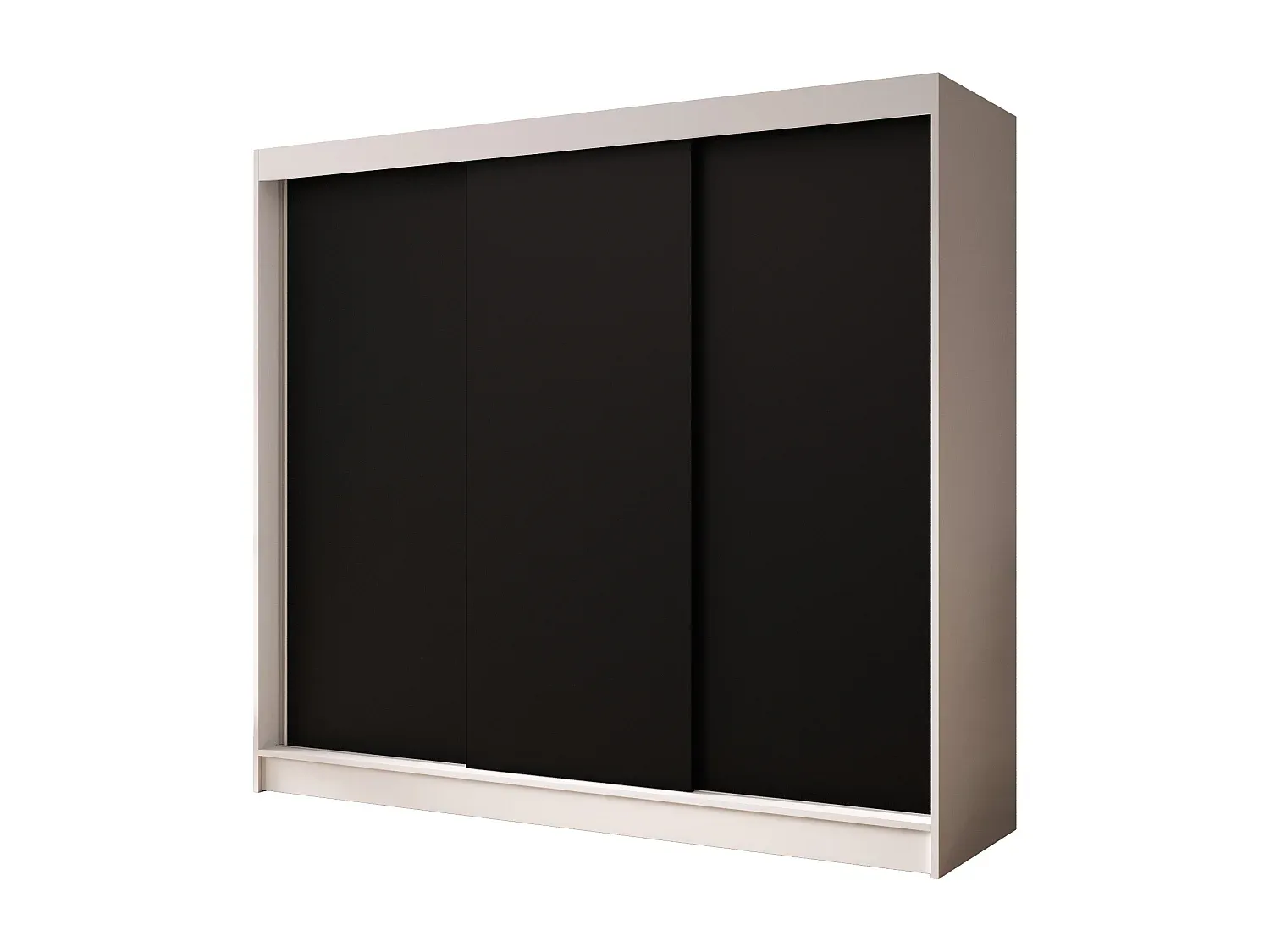 Drehtüriger Kleiderschrank mit Regalböden und Kleiderstange in Weiß/Schwarz