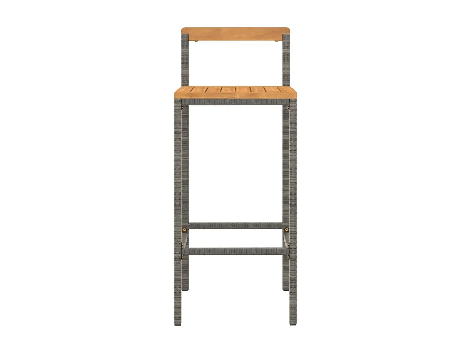 Zwei Barhocker aus Poly Rattan und Akazienholz, Grau