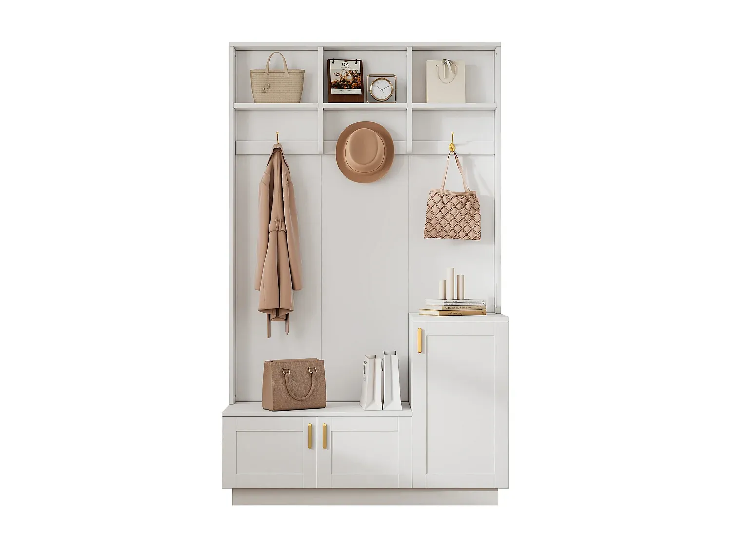 Flurgarderobe mit Kleiderstange und Schuhregal