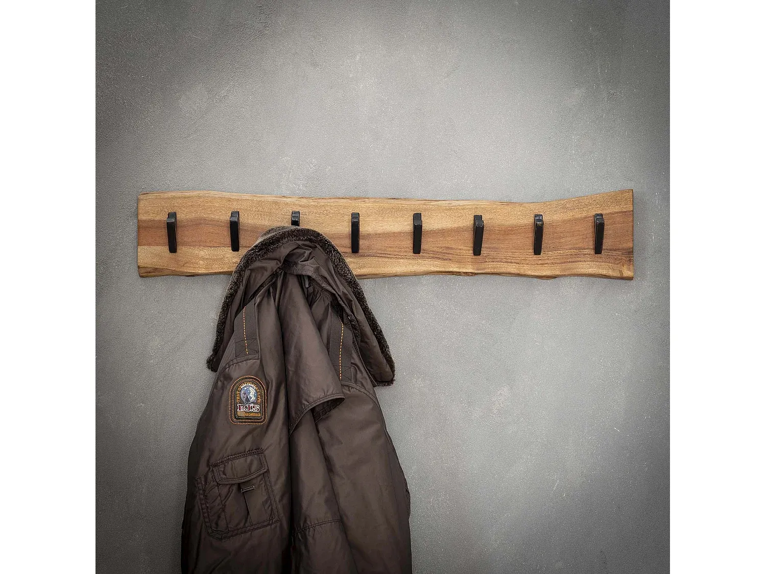 Praktische Wandgarderobe mit 8 Haken - Grau