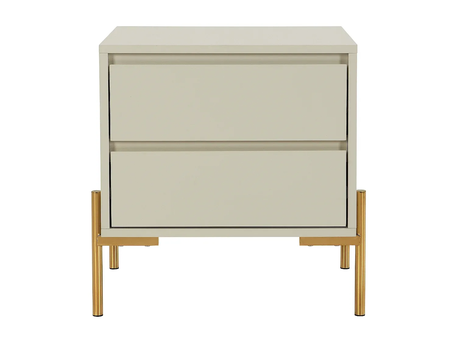 Beistelltisch mit 2 Schubladen aus MDF und Metall in Beige