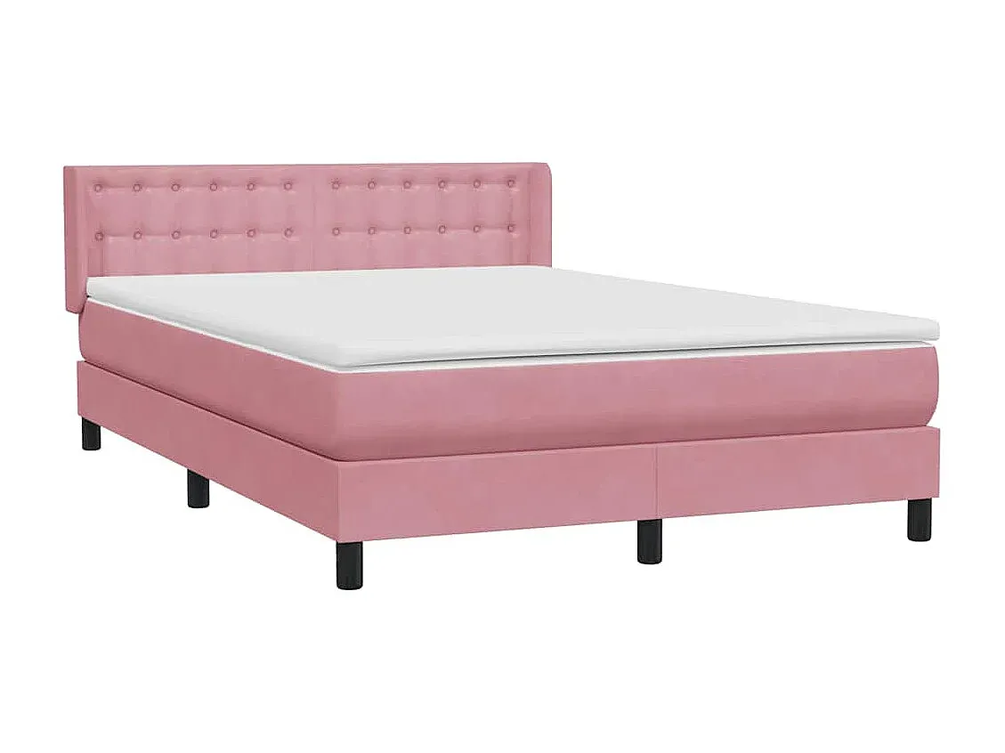 Hochwertiges Samt-Boxspringbett in Rosa 140x210 cm