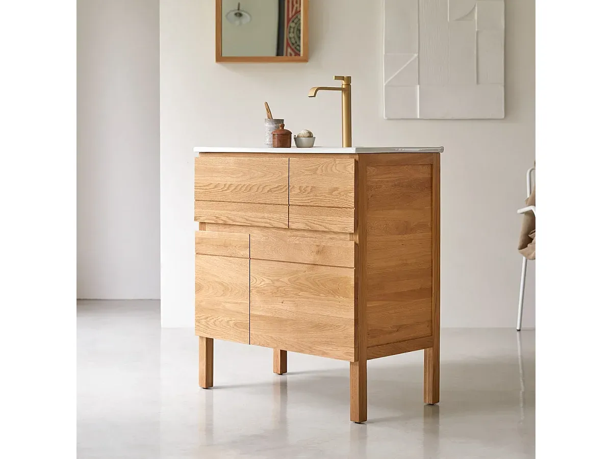 Moderner Waschtisch aus Eiche mit Keramikbecken