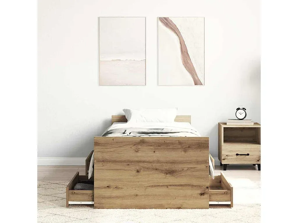 Massives Bettgestell Eiche 75 x 190 cm