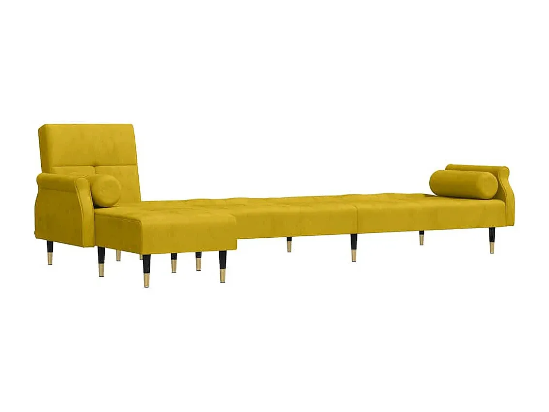 Eck-Schlafsofa Gelb aus Samt 271x140x70 cm
