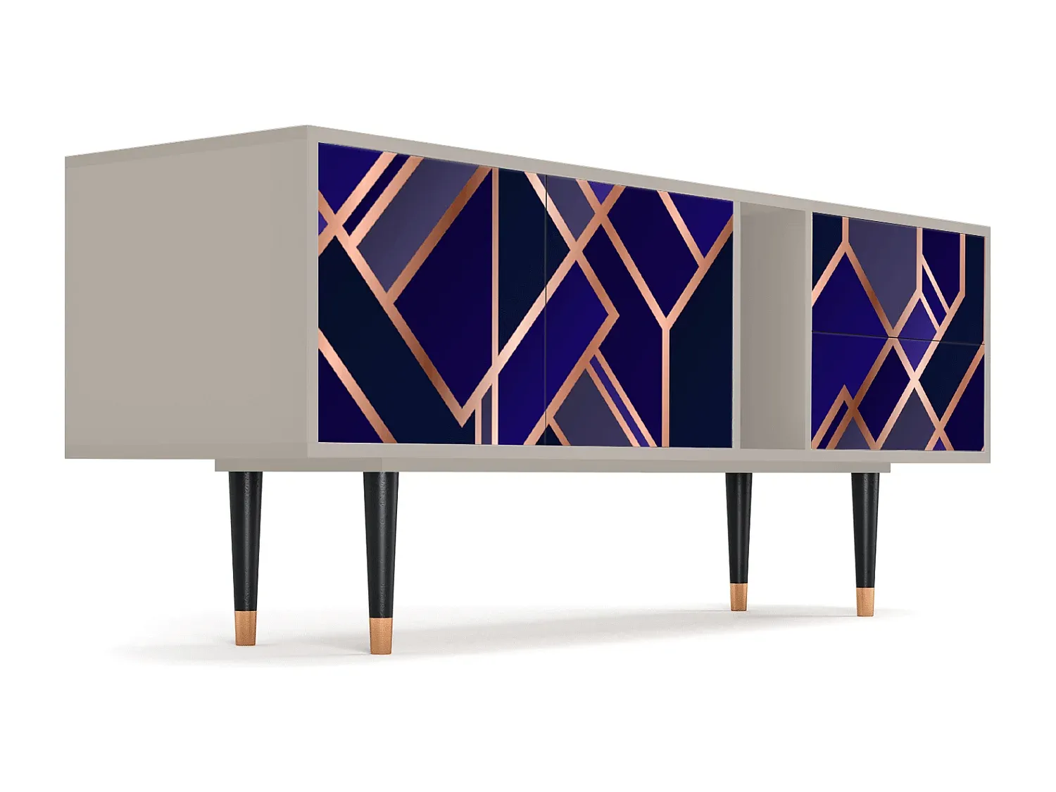 Fernsehschrank in Aquamarin mit Sandakzenten, 170x69x48 cm