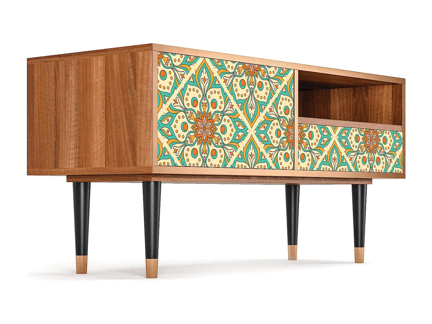 Moderne TV-Bank mit Stauraum, Walnuss