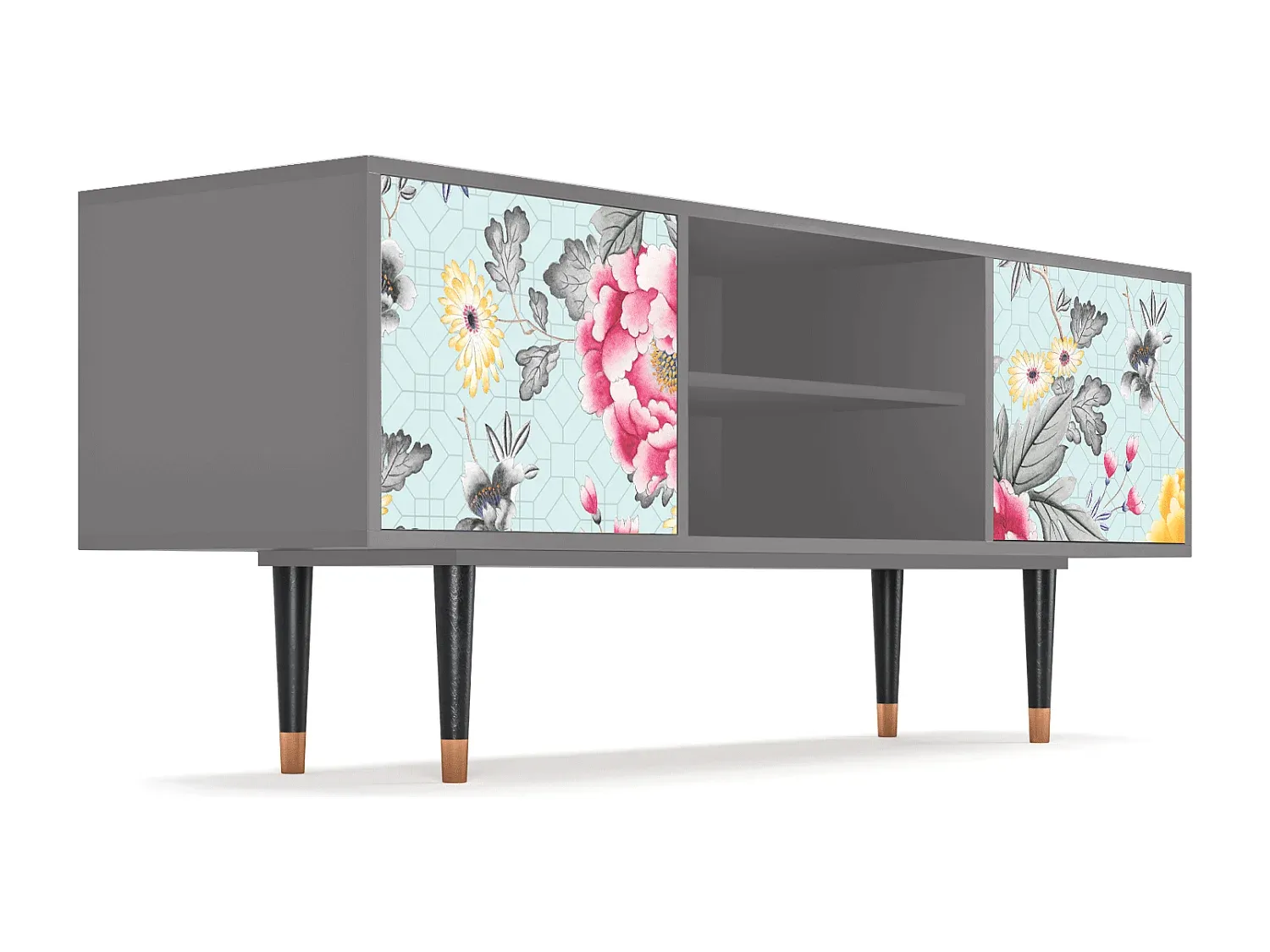 Moderne Fernsehschrank in Grau mit Stauraum