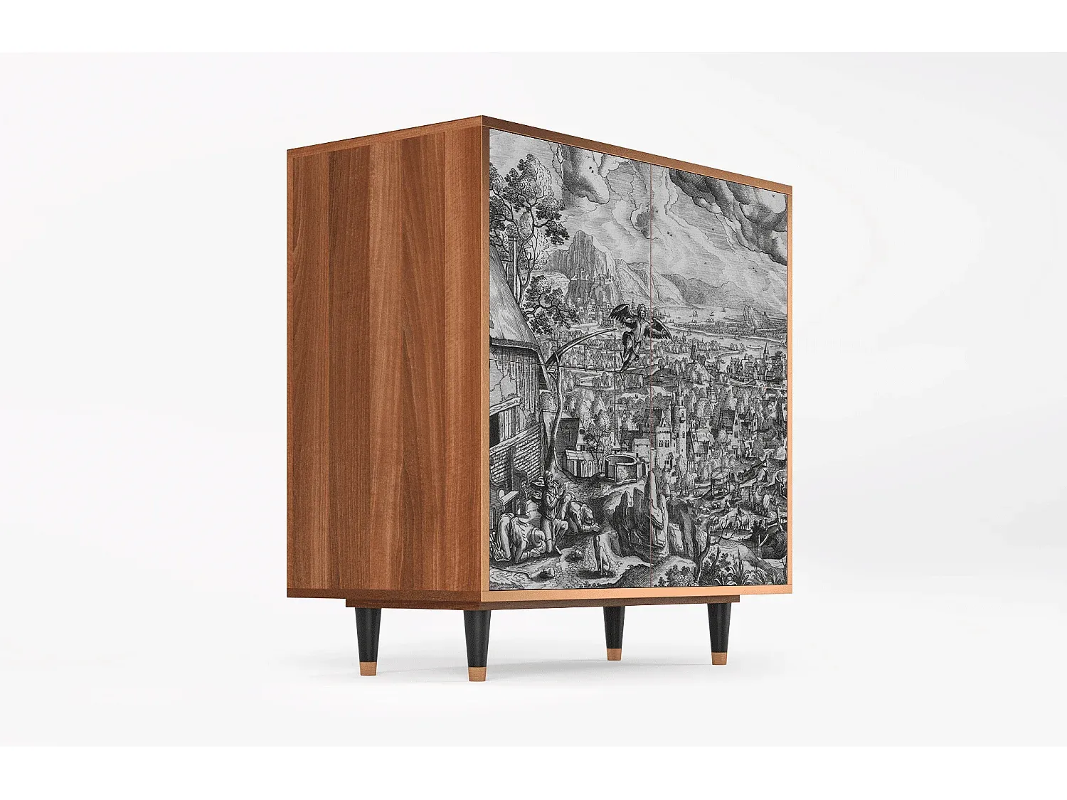 Moderner Sideboard 94x96x48 cm in Walnussoptik