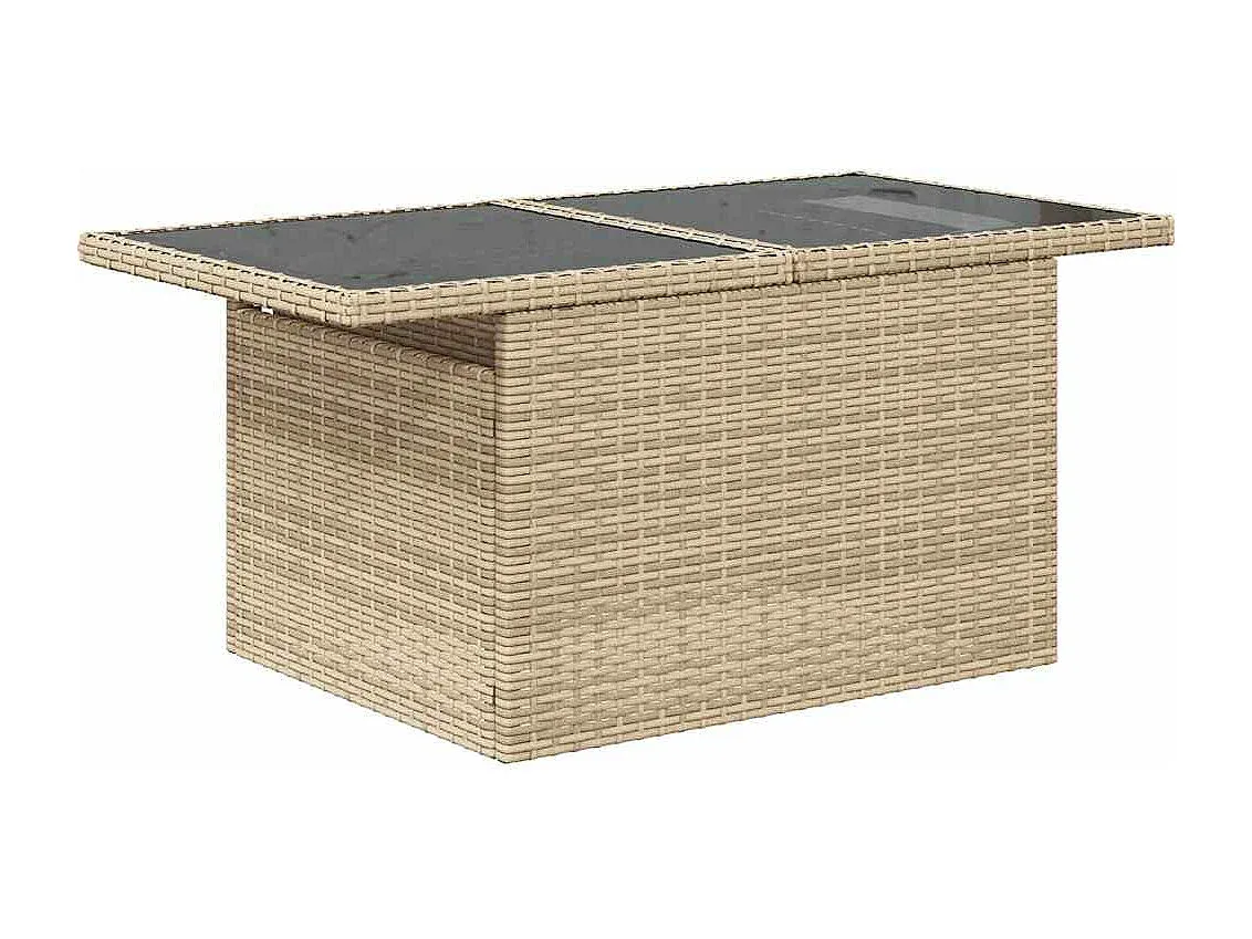 Garten-Lounge-Set aus Poly Rattan mit Kissen, Beige