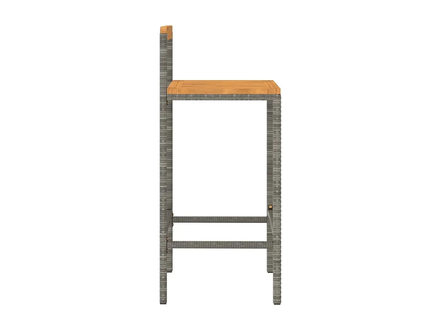 Zwei Barhocker aus Poly Rattan und Akazienholz, Grau