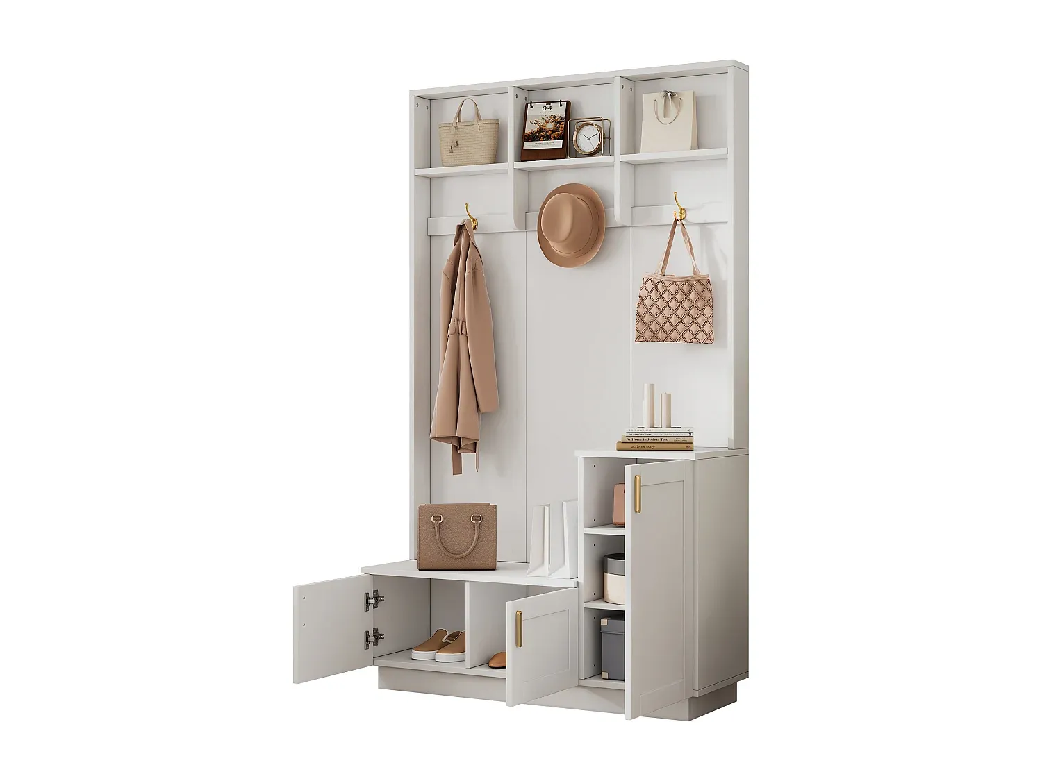 Flurgarderobe mit Kleiderstange und Schuhregal