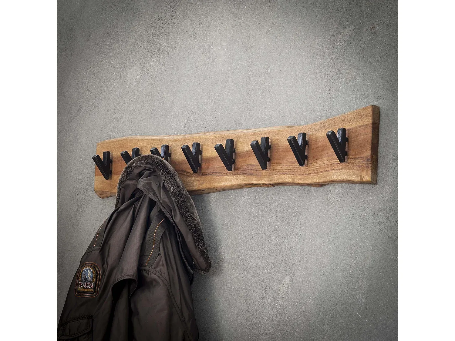 Praktische Wandgarderobe mit 8 Haken - Grau