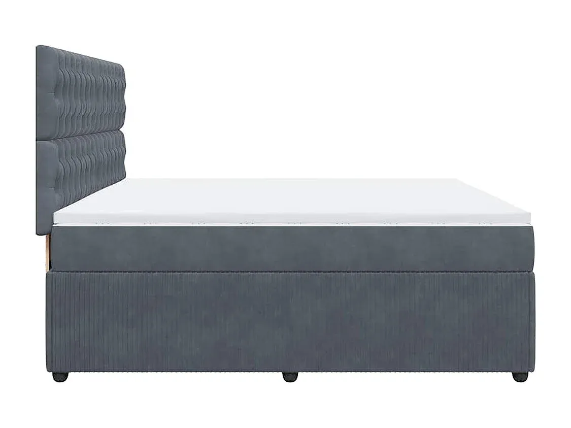 Hochwertiges Samt-Boxspringbett 200x200 cm in Dunkelgrau