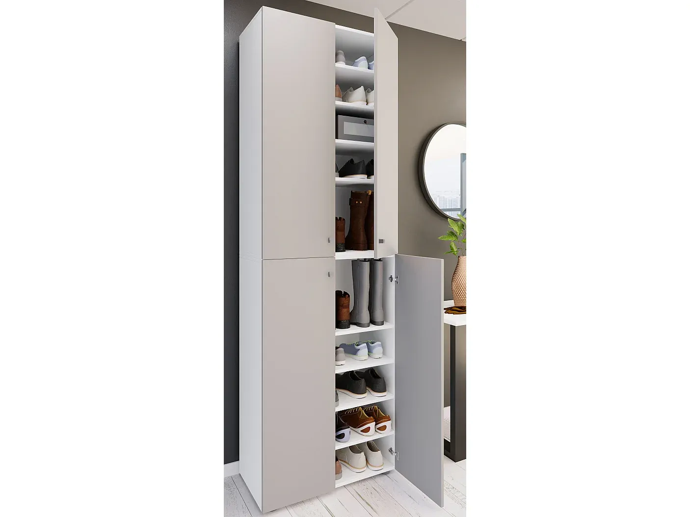 Geräumiger Schuhschrank aus Holz mit 10 Fächern