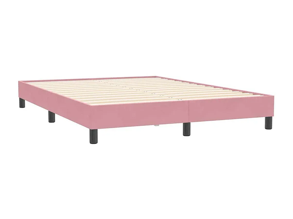 Hochwertiges Samt-Boxspringbett in Rosa 140x210 cm
