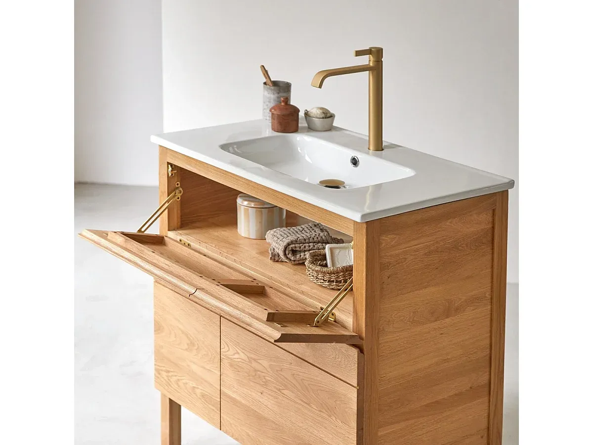 Moderner Waschtisch aus Eiche mit Keramikbecken