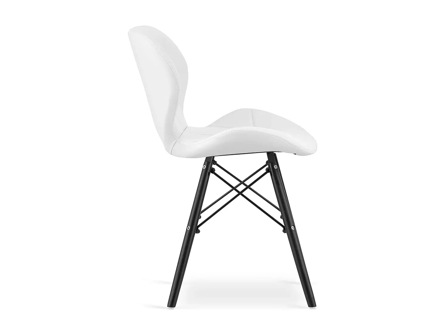 Weißer Stuhl aus Kunstleder mit schwarzen Beinen