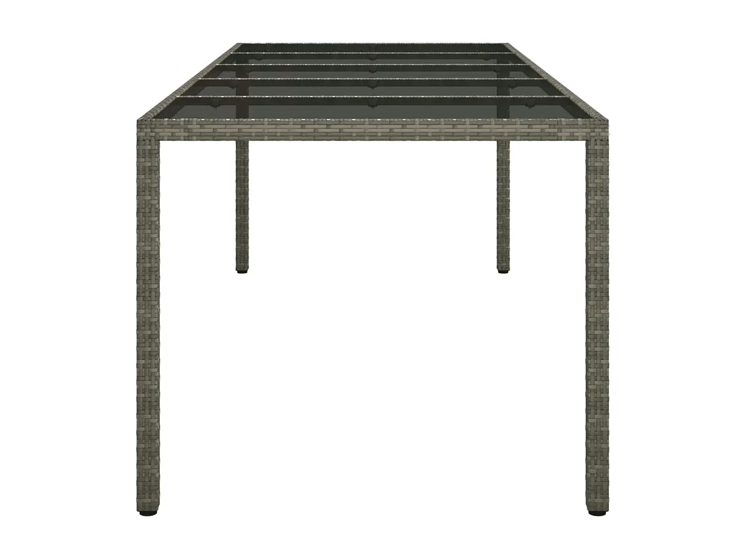Gartentisch aus Hartglas und Polyrattan, Grau, 250x100x75 cm