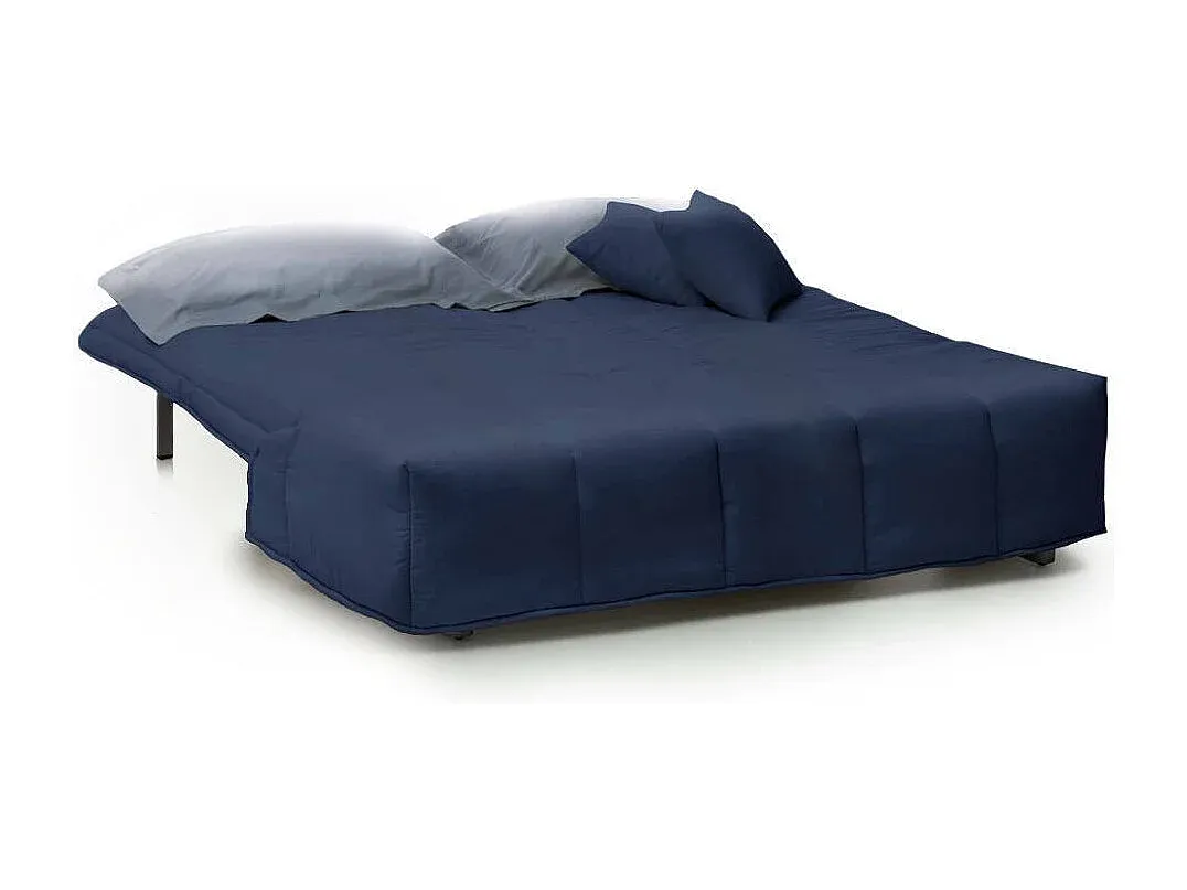 Schlafsofa, 3-Sitzer, bequemes Wohnzimmersofa mit einfacher Öffnung, Polsterstoff, inklusive Kissen, Blau