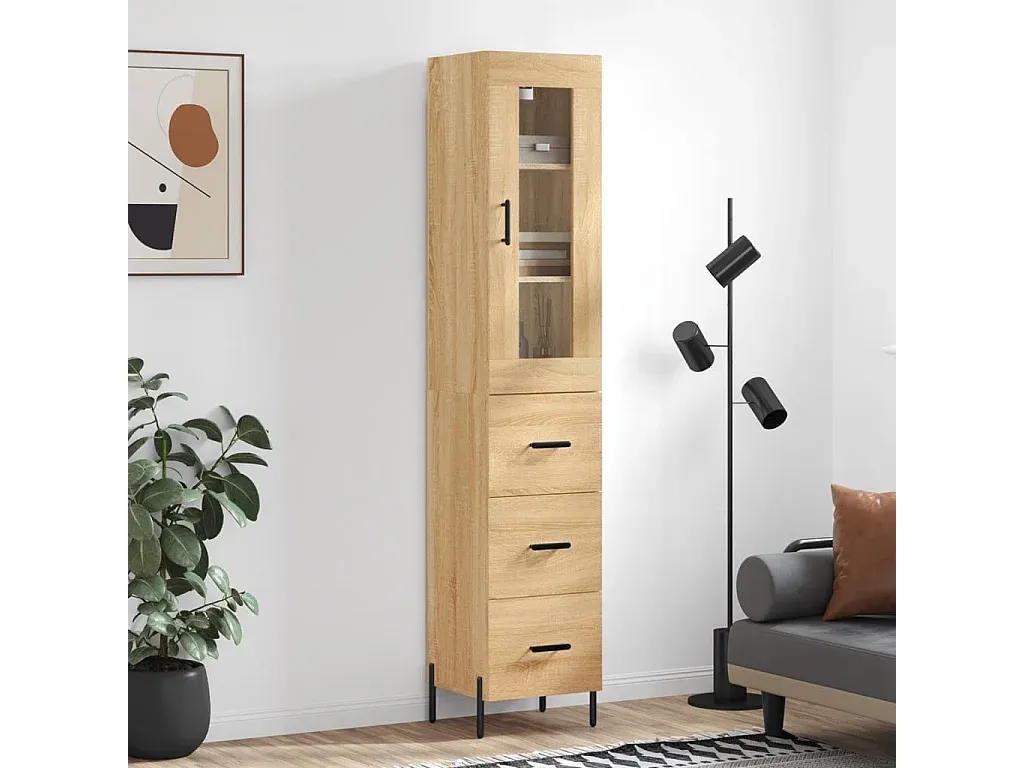 Eleganter Hochschrank aus Sonoma-Eiche Holzwerkstoff 34,5x34x180 cm