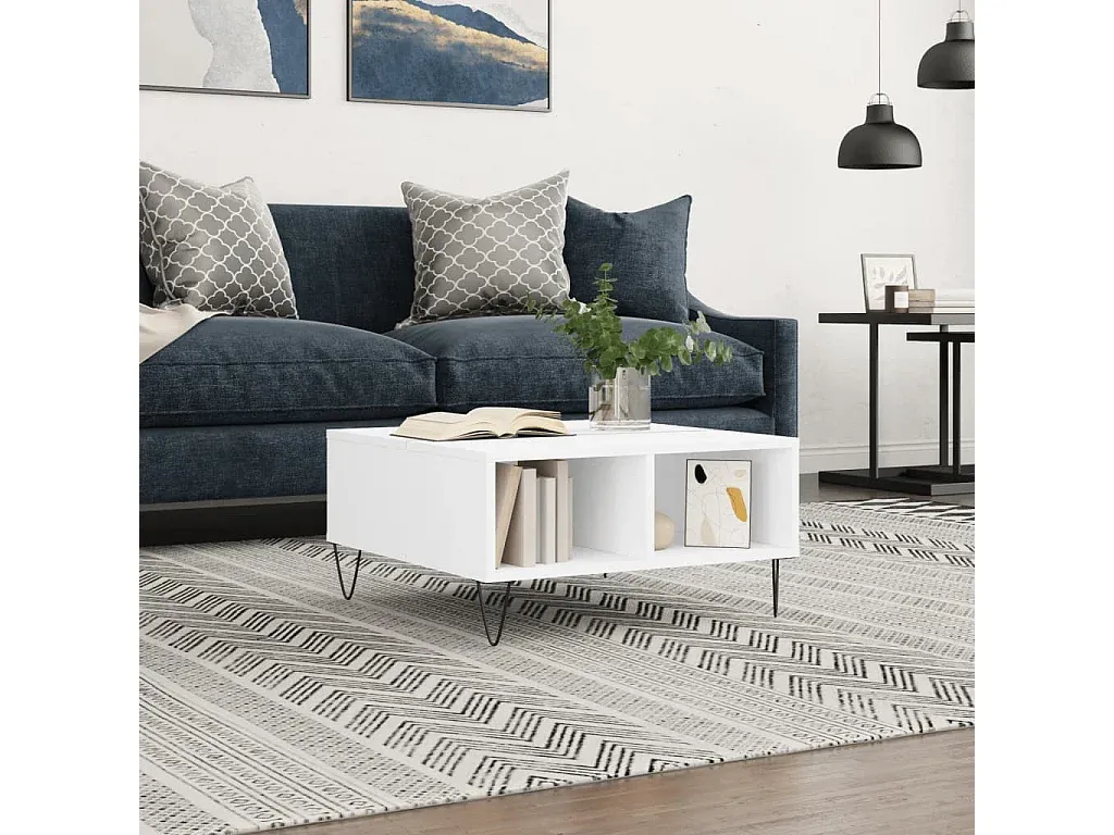 Moderner weißer Couchtisch 60x60cm aus Holzwerkstoff