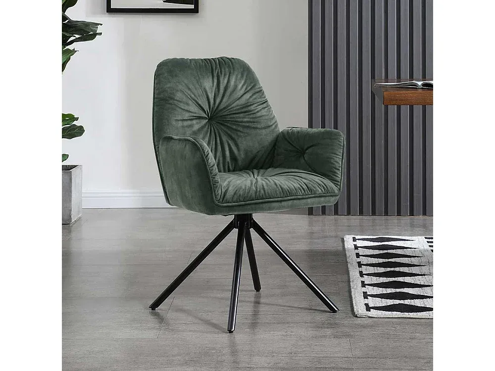 Moderner drehbarer Stuhl in Dunkelgrün und Schwarz