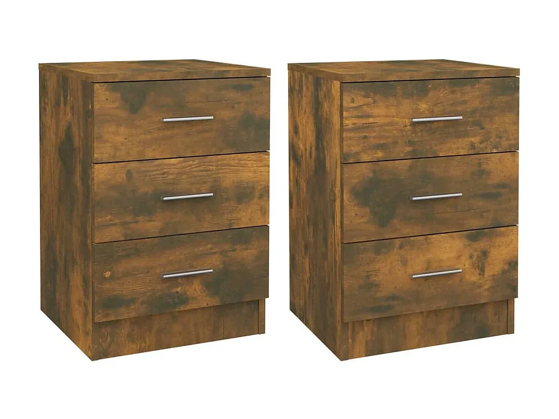 Nachttisch-Set aus Holzwerkstoff, Räuchereiche, 38x35x56 cm