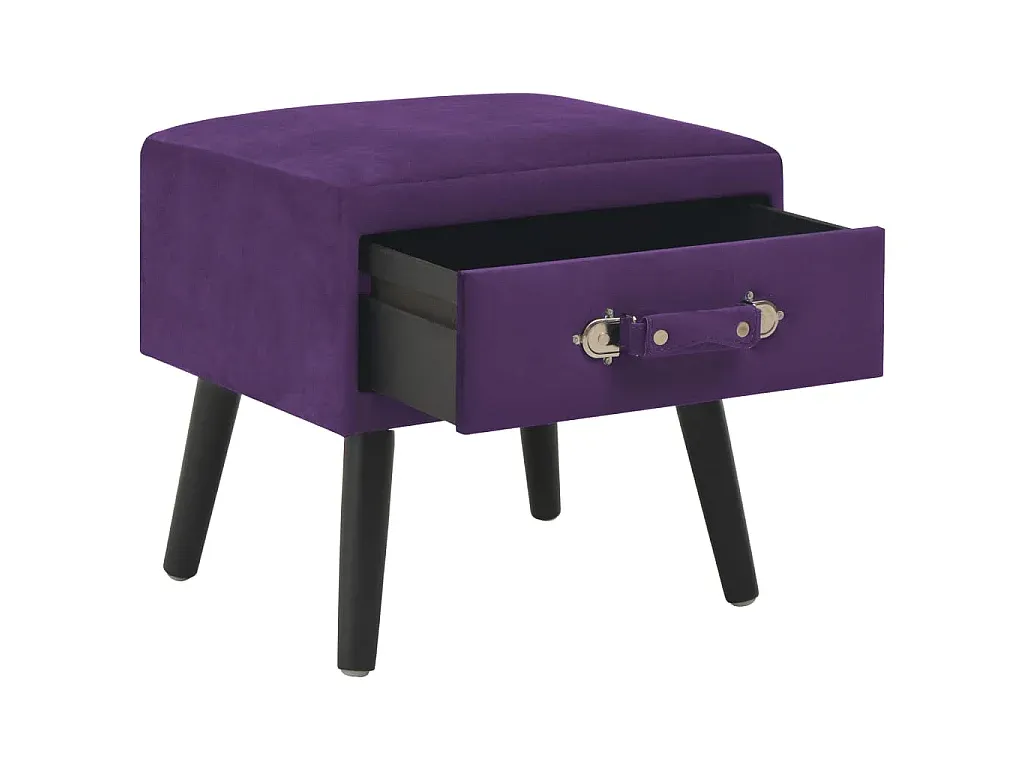 Moderner Nachttisch aus Samt in Dunkelviolett