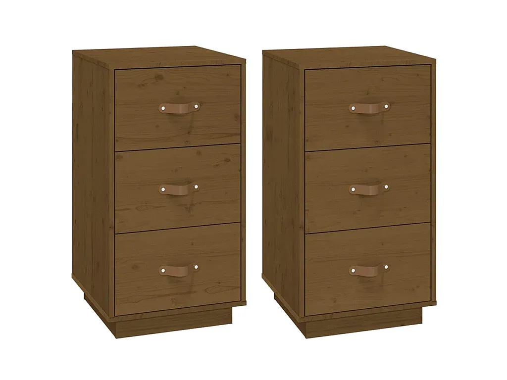 Nachttisch-Set aus Kiefernholz in Honigbraun