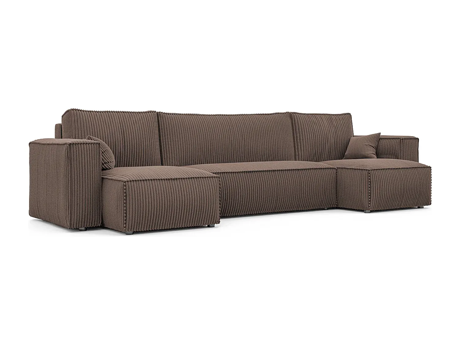 Bequemes U-förmiges Schlafsofa aus braunem Stoff