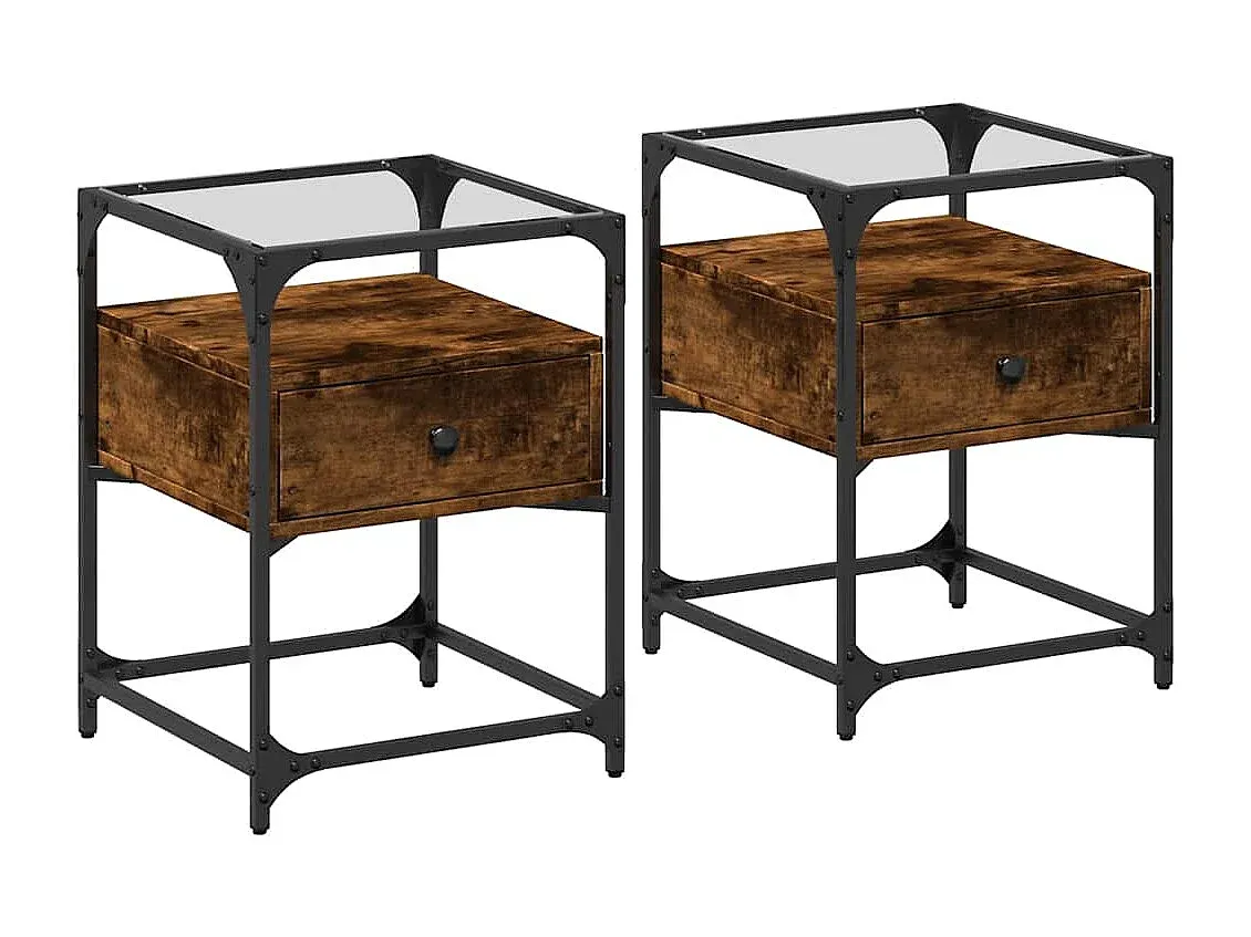 Beistelltische im Set aus Holzwerkstoff, Rauchereiche, 40x40x55 cm