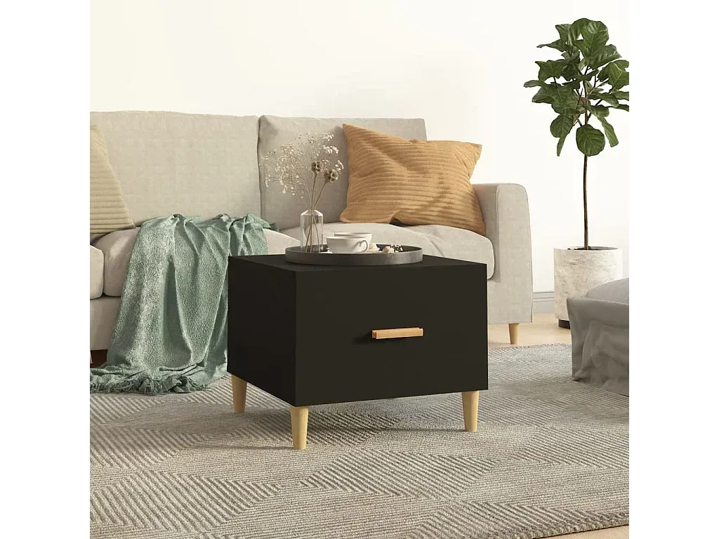 Moderner Beistelltisch-Satz in Schwarz, rund