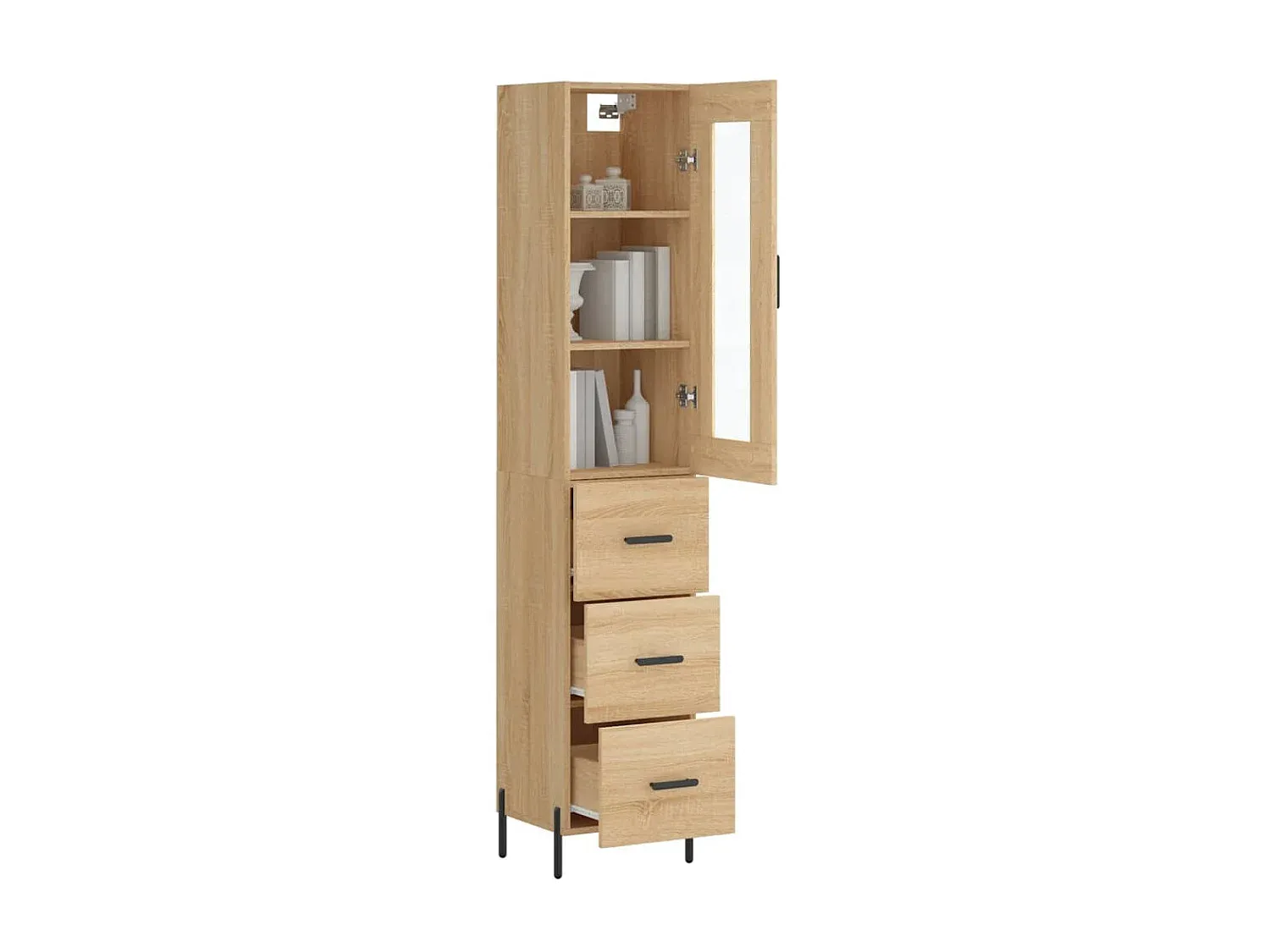 Eleganter Hochschrank aus Sonoma-Eiche Holzwerkstoff 34,5x34x180 cm