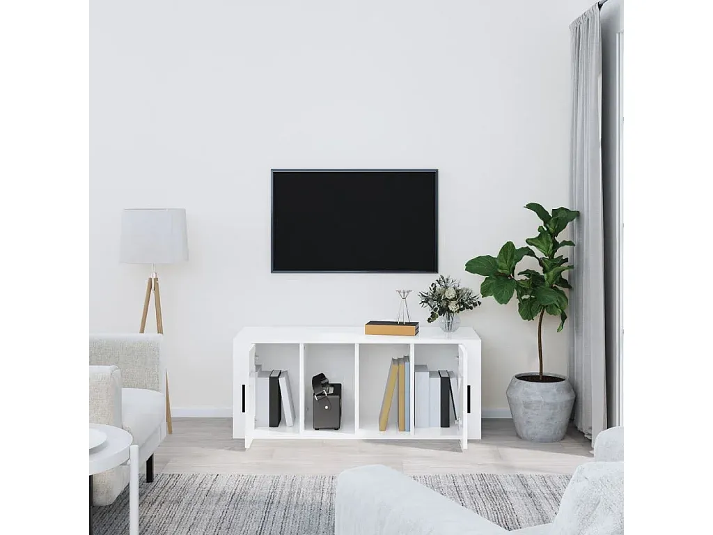 Moderner TV-Schrank in Hochglanz-Weiß