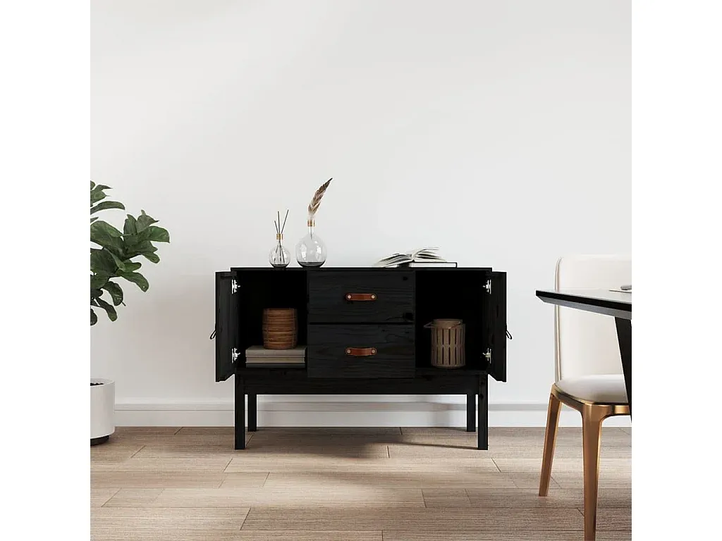 Elegantes Sideboard aus Kiefernholz Schwarz