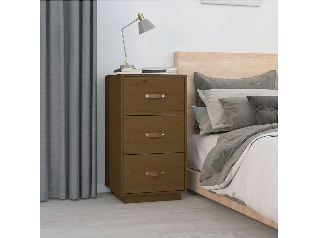 Nachttisch-Set aus Kiefernholz in Honigbraun