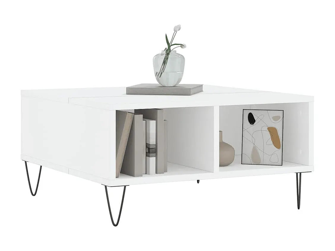 Moderner weißer Couchtisch 60x60cm aus Holzwerkstoff