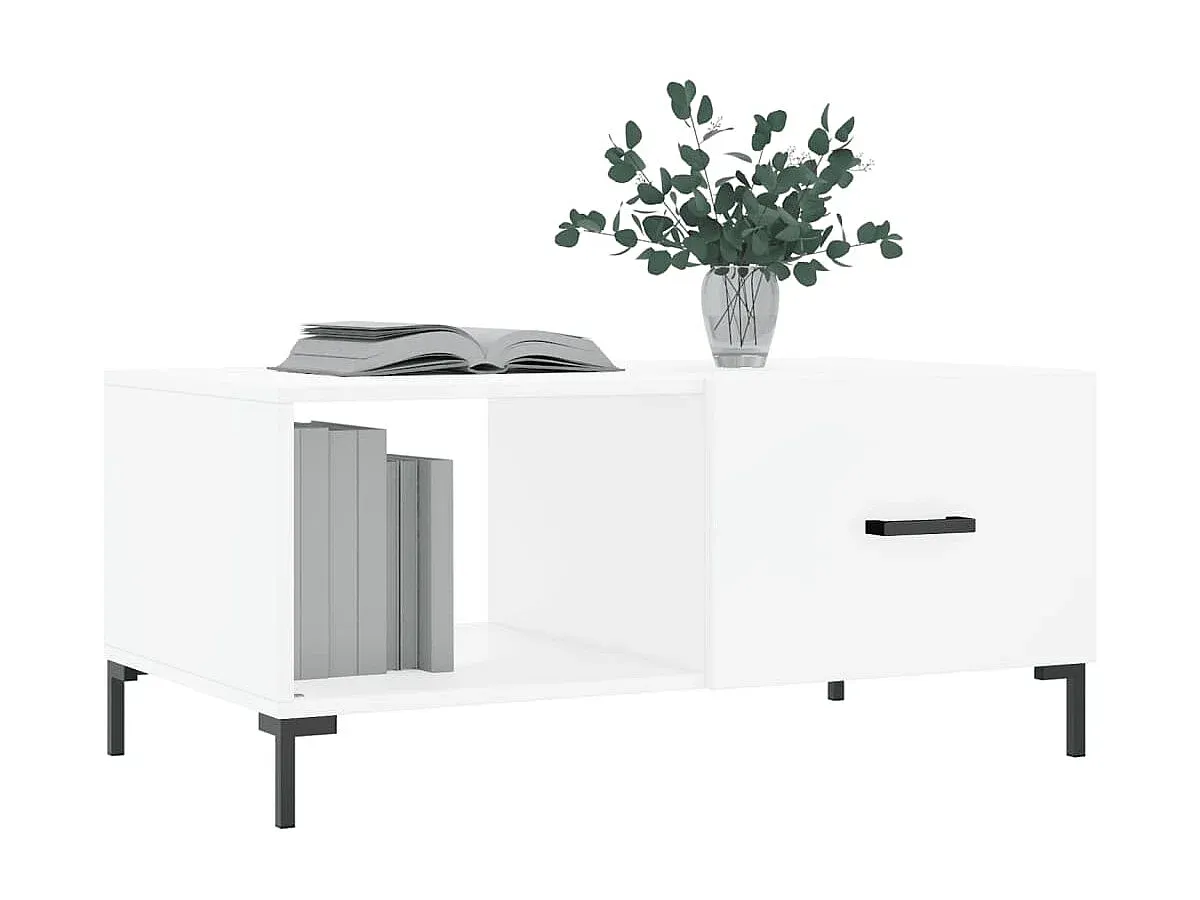 Moderner weißer Couchtisch aus Holzwerkstoff 90x50x40 cm