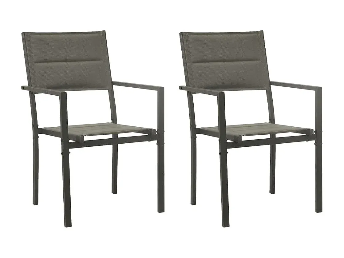 Garten-Essgruppe aus Stahl und Textilene in Schwarz, dreiteilig