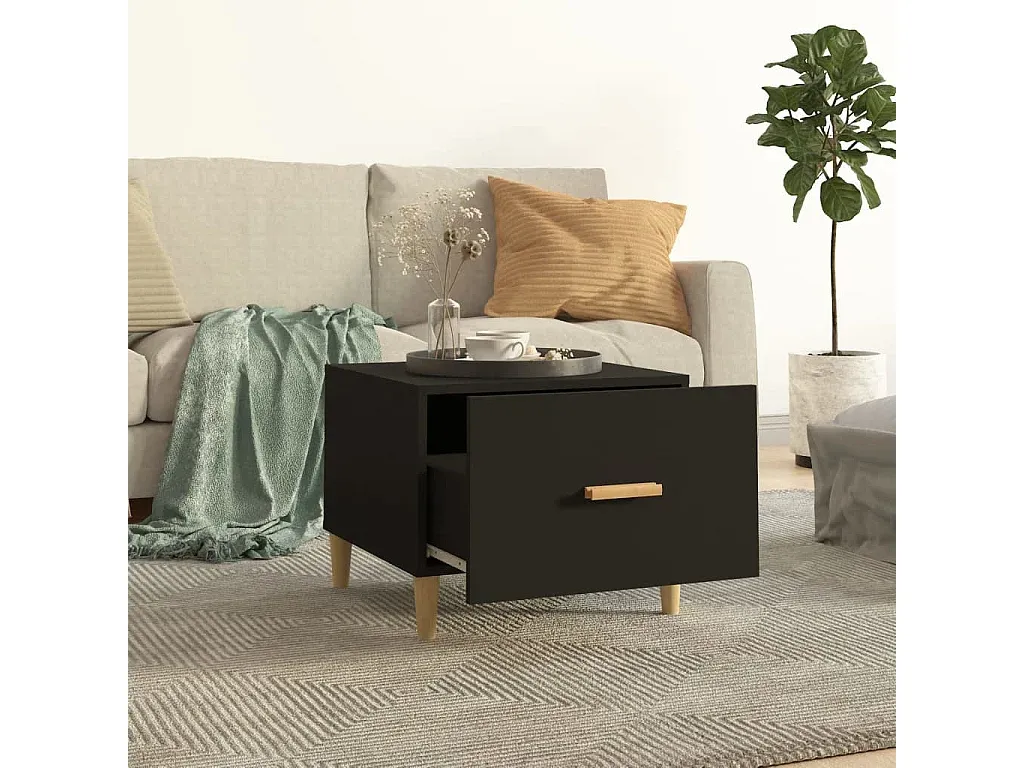 Moderner Beistelltisch-Satz in Schwarz, rund