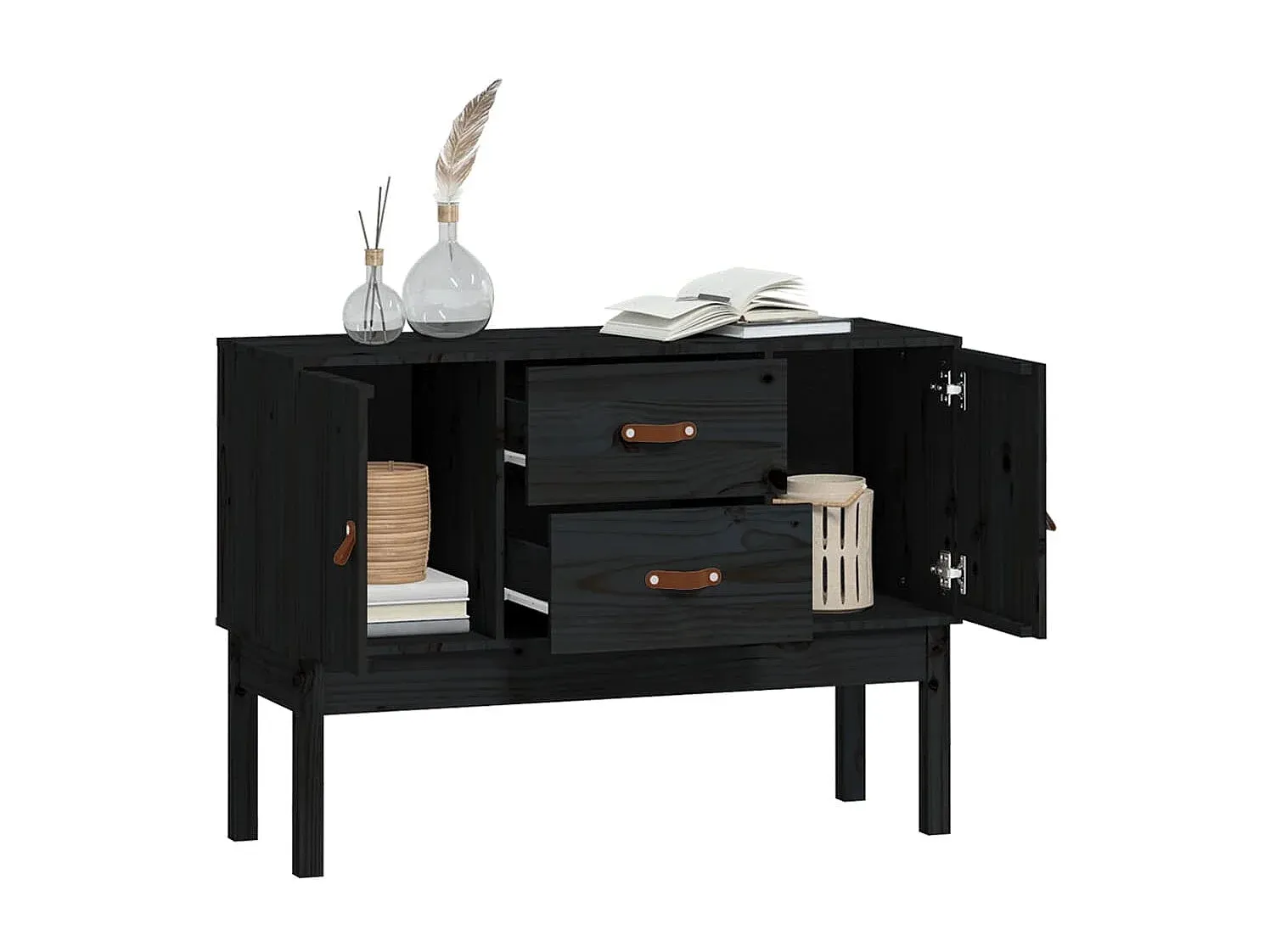 Elegantes Sideboard aus Kiefernholz Schwarz