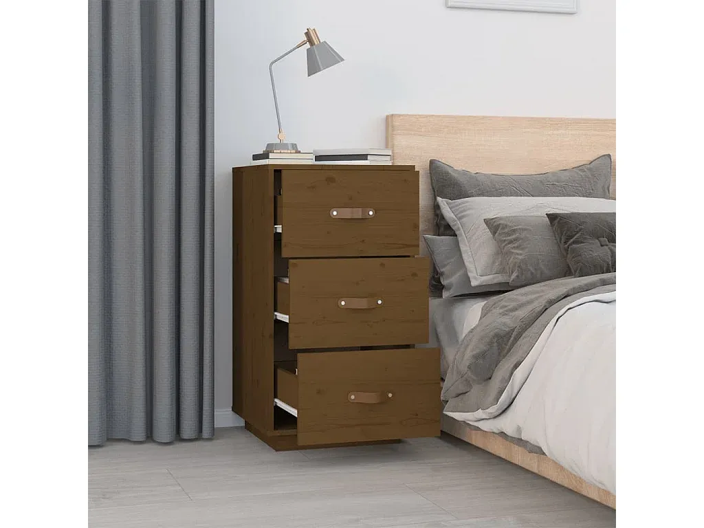 Nachttisch-Set aus Kiefernholz in Honigbraun