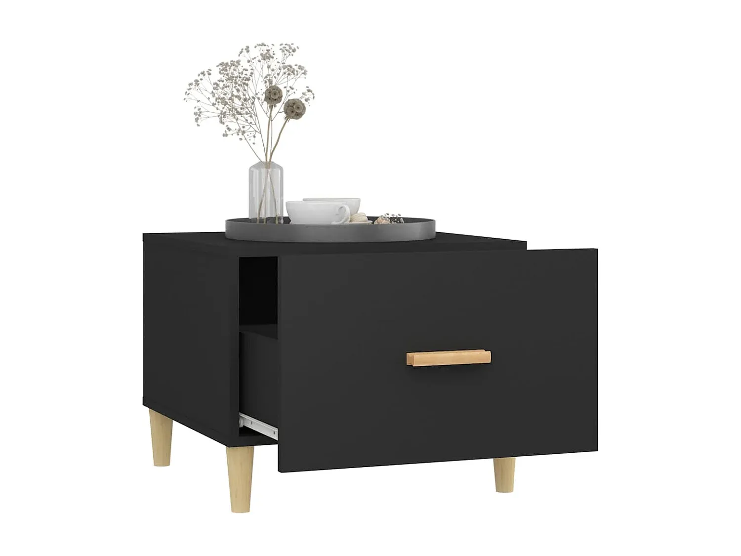 Moderner Beistelltisch-Satz in Schwarz, rund