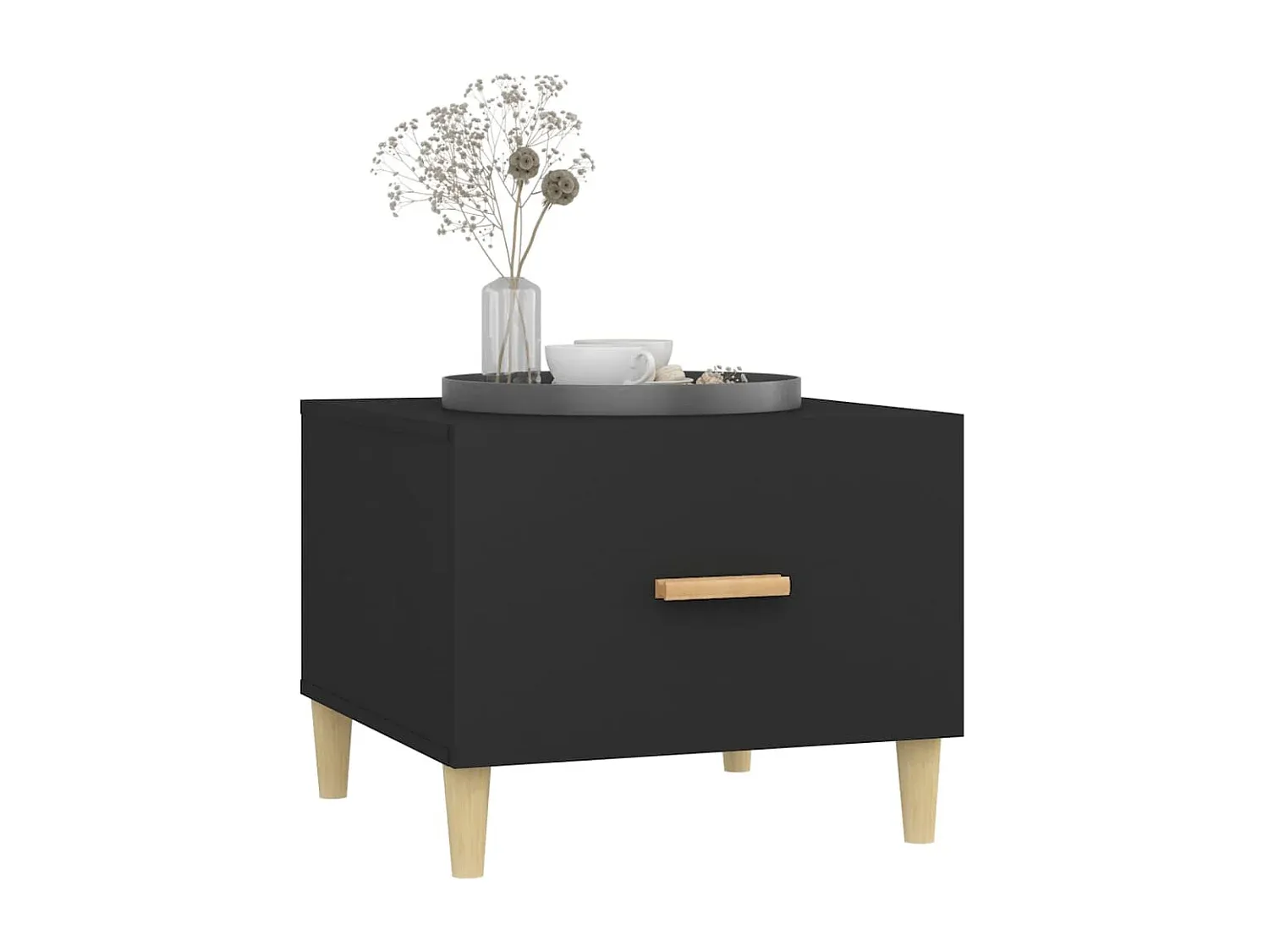 Moderner Beistelltisch-Satz in Schwarz, rund